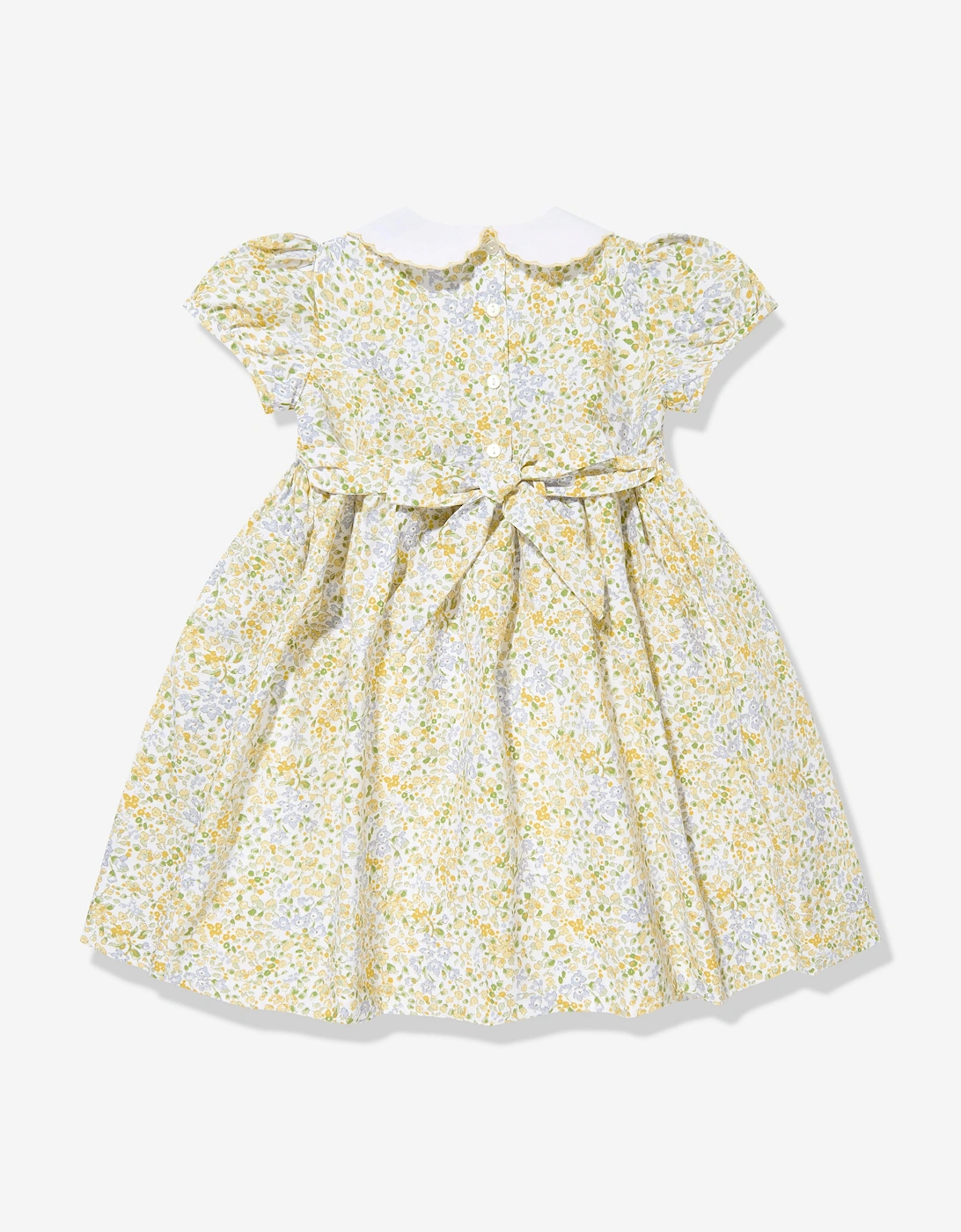 Girls Floral Smocked Dress in Yellow