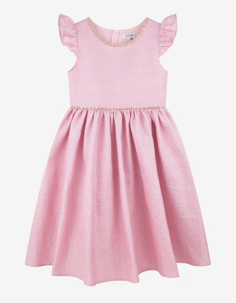 Girls All Over Print Dress in Pink