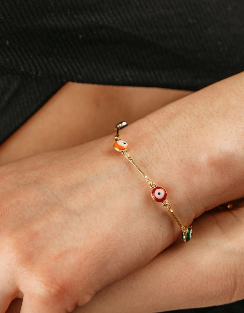 Gold and Silver Evil Eye Charm Dainty Minimalist Protection Bracelet