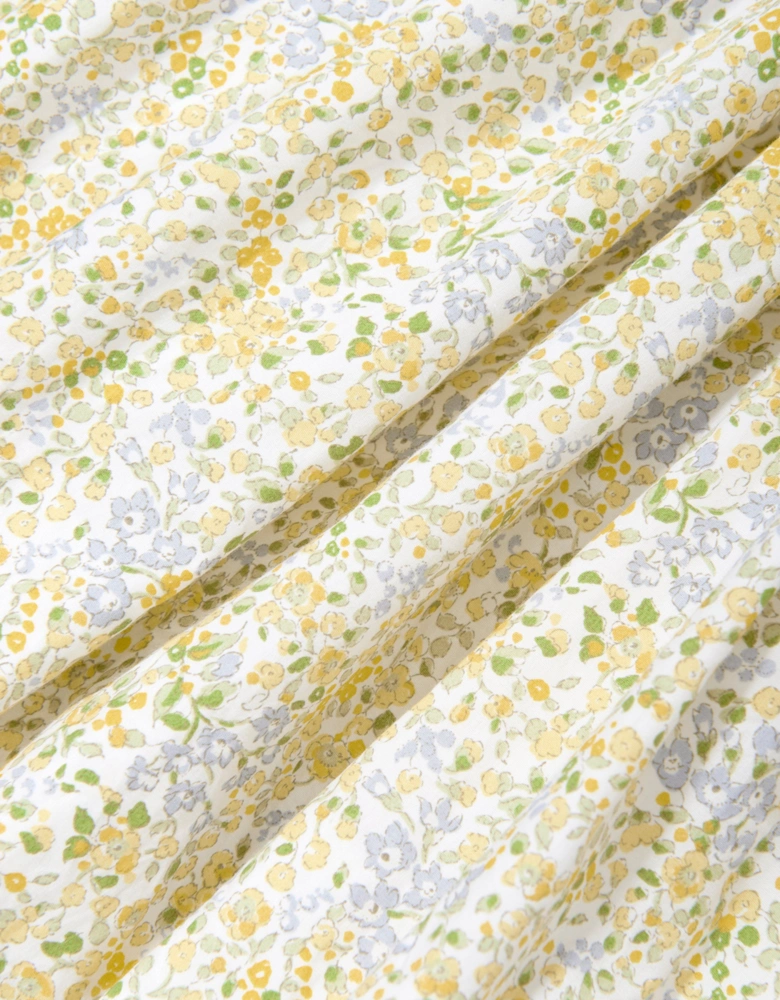 Girls Floral Smocked Dress in Yellow