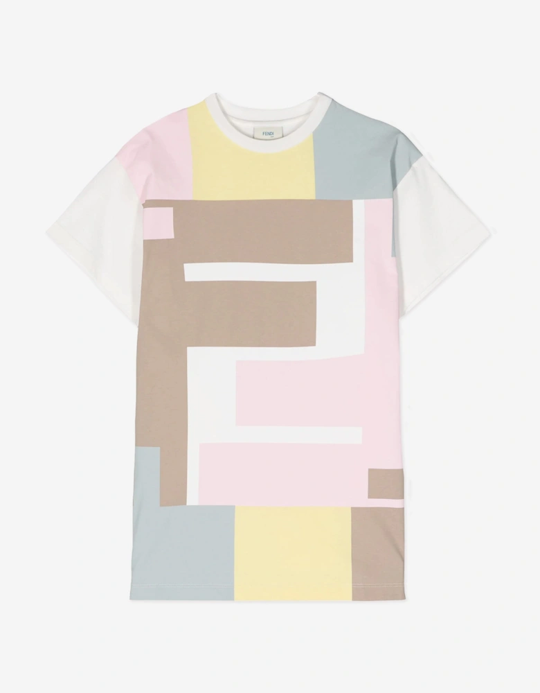 Girls FF Logo Jersey Dress in Multicolour