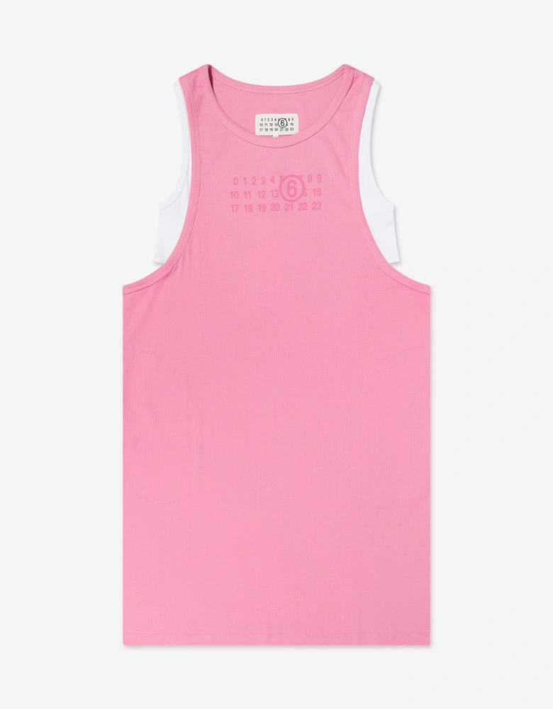 MM6 Girls Sleeveless Jersey Dress in Pink
