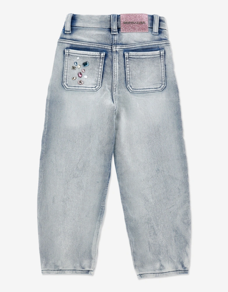Girls Denim Stitch Jeans in Blue