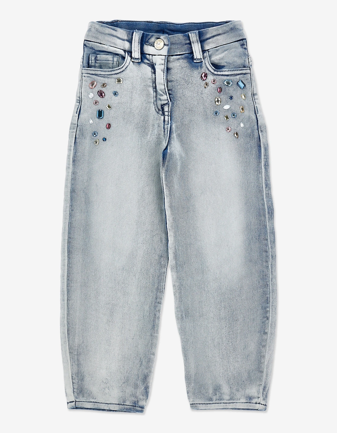 Monnalisa Girls Denim Stitch Jeans in Blue - Size: 5 years