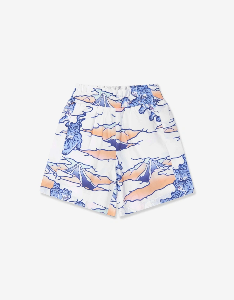 Girls Tiger Print Shorts in White