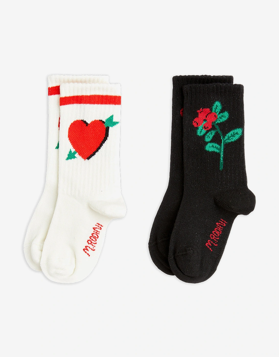 Girls Arrowed Heart 2 Pack Socks in Multicolour, 5 of 4
