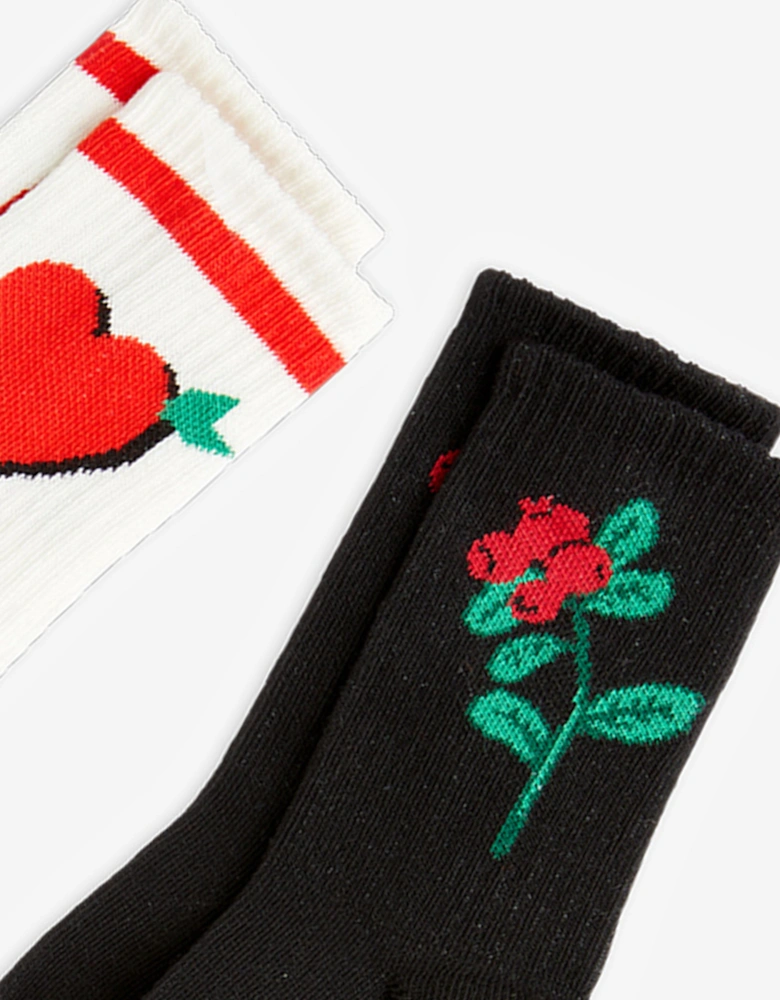 Girls Arrowed Heart 2 Pack Socks in Multicolour