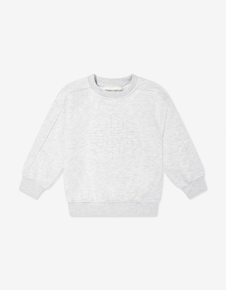 Kids Embossed Emblem Sweatshirt in Grey