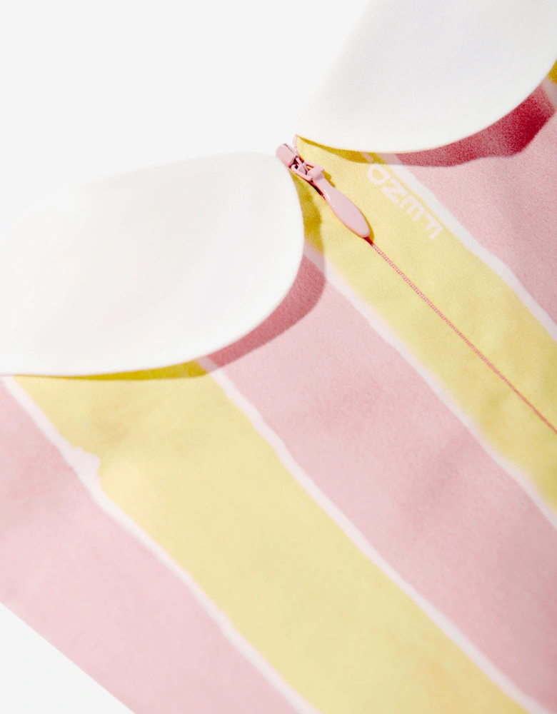 Baby Girls Pequin Print Dress in Yellow