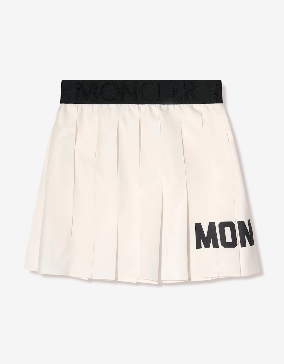 Enfant Girls Pleated Logo Skirt in Ivory