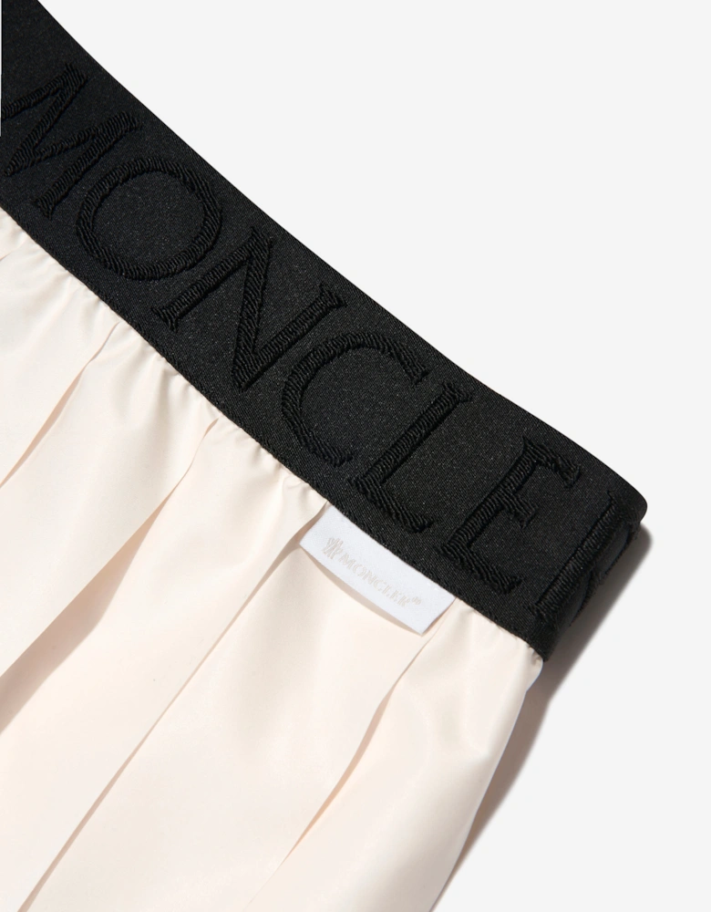 Enfant Girls Pleated Logo Skirt in Ivory