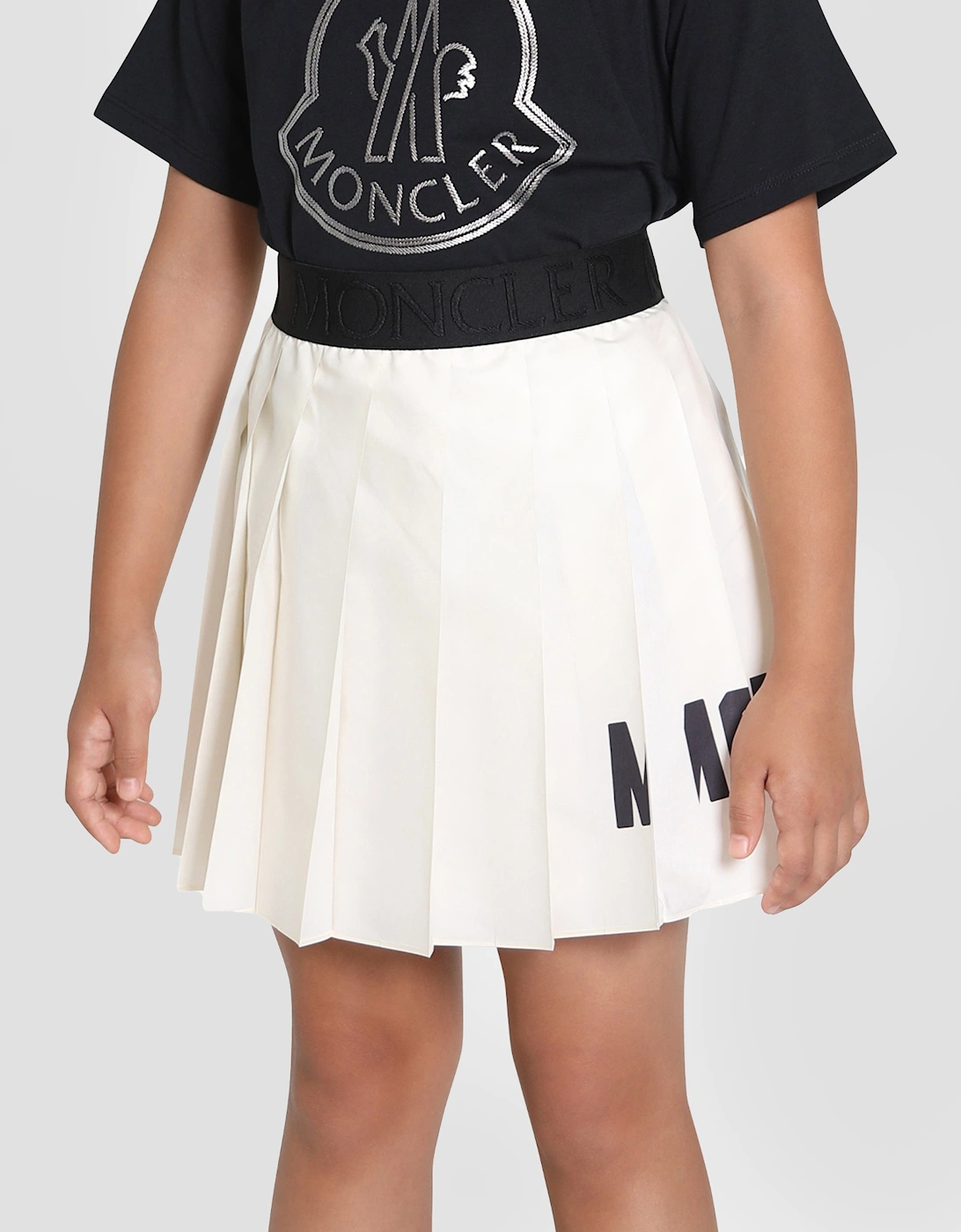 Enfant Girls Pleated Logo Skirt in Ivory, 6 of 5