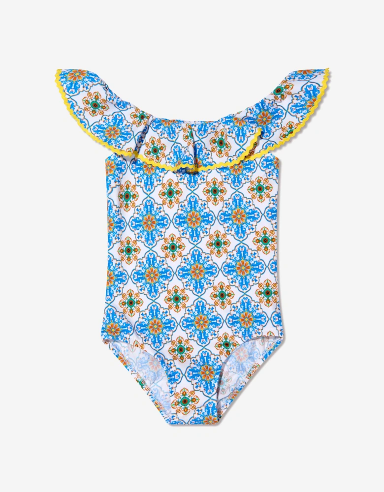 Girls Fenty Off Shoulder Swimsuit in Multicolour