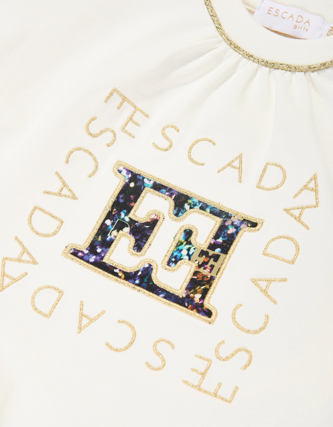 Baby Girls Embroidered Logo Sweatshirt in Ivory