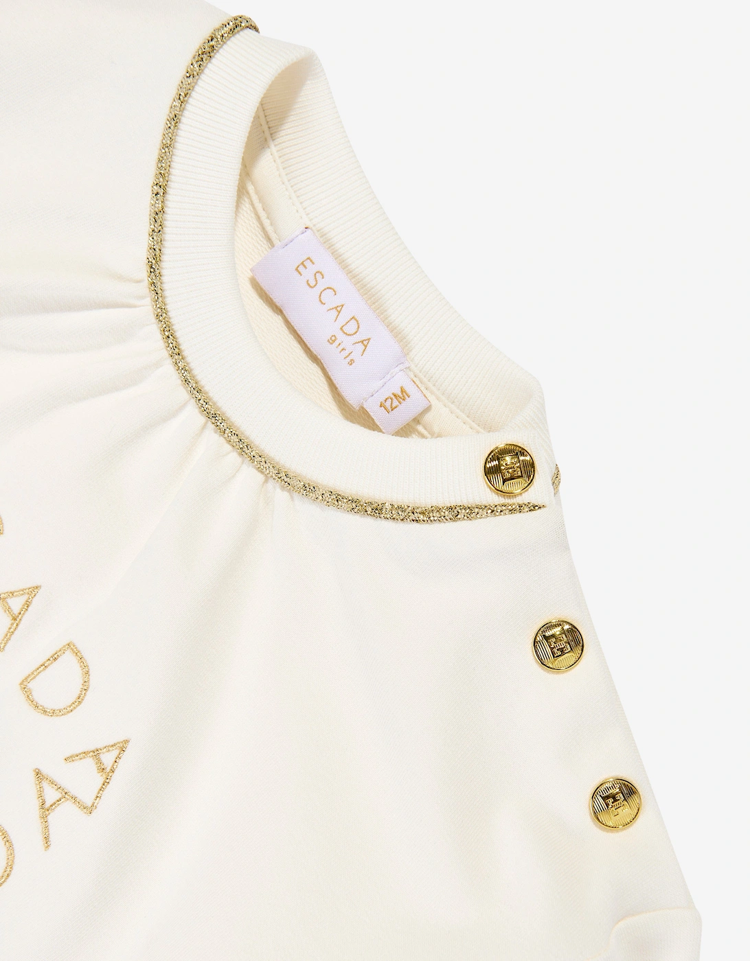 Baby Girls Embroidered Logo Sweatshirt in Ivory