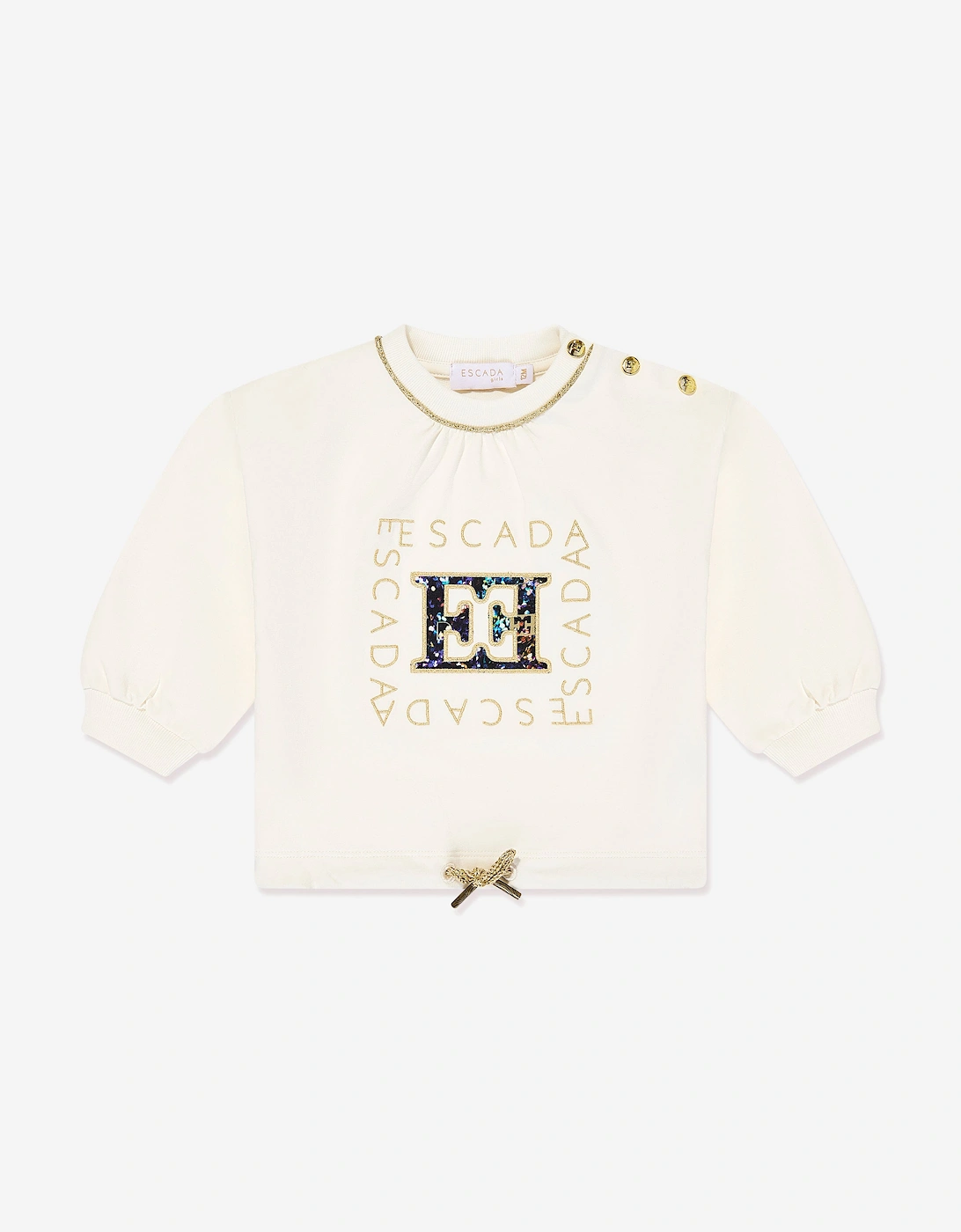 Baby Girls Embroidered Logo Sweatshirt in Ivory, 5 of 4