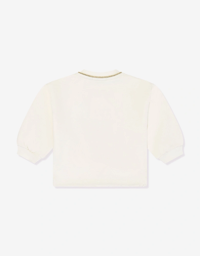 Baby Girls Embroidered Logo Sweatshirt in Ivory