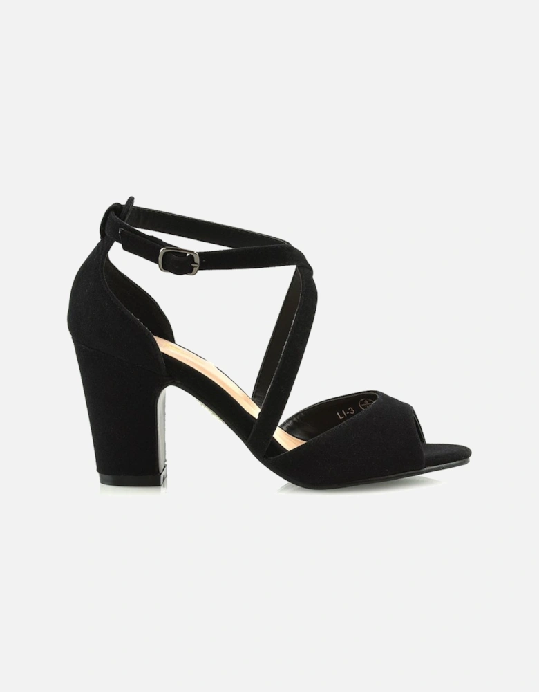 'Alice' Strappy Peep Toe Mid Block High Heel Sandal Shoes