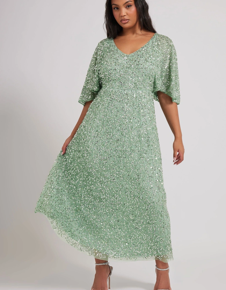 Hand Embellished V-Neck Maxi Dress