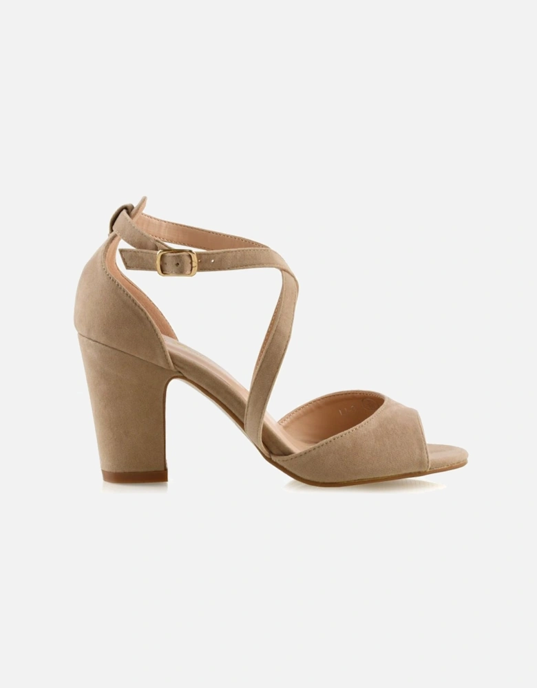 'Alice' Strappy Peep Toe Mid Block High Heel Sandal Shoes