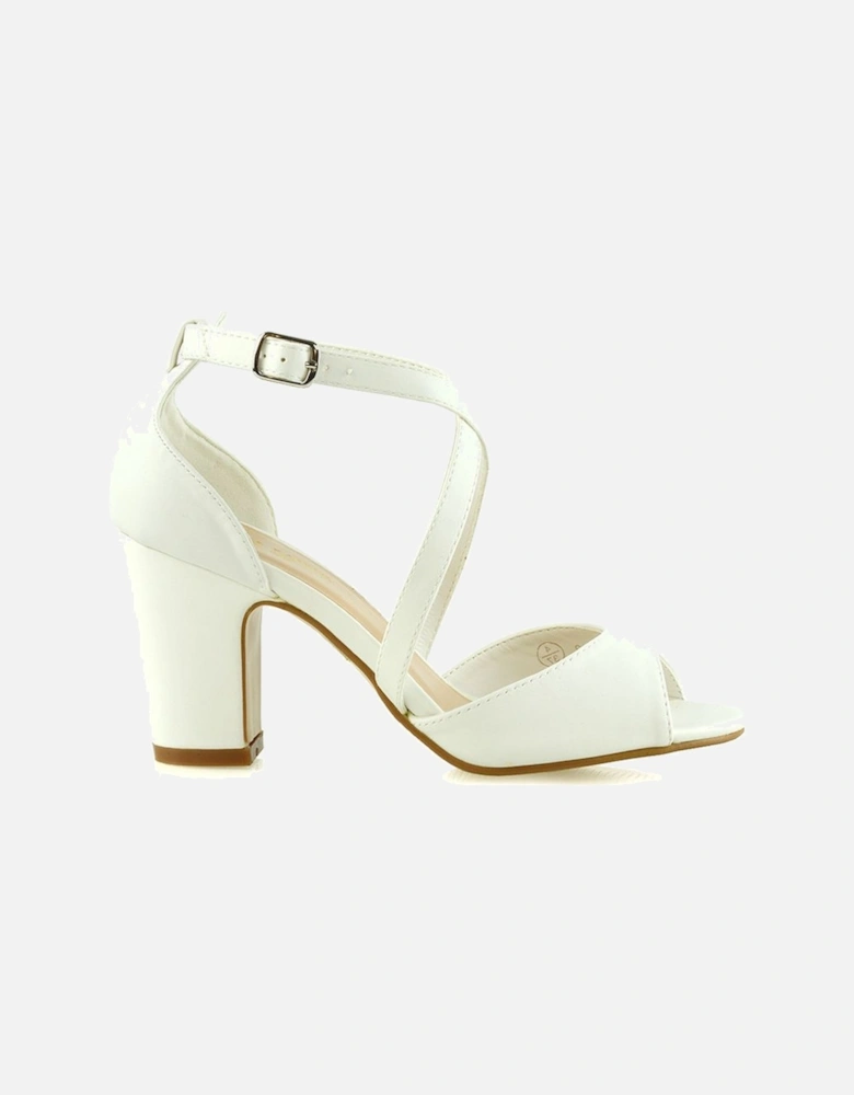 'Alice' Strappy Peep Toe Mid Block High Heel Sandal Shoes