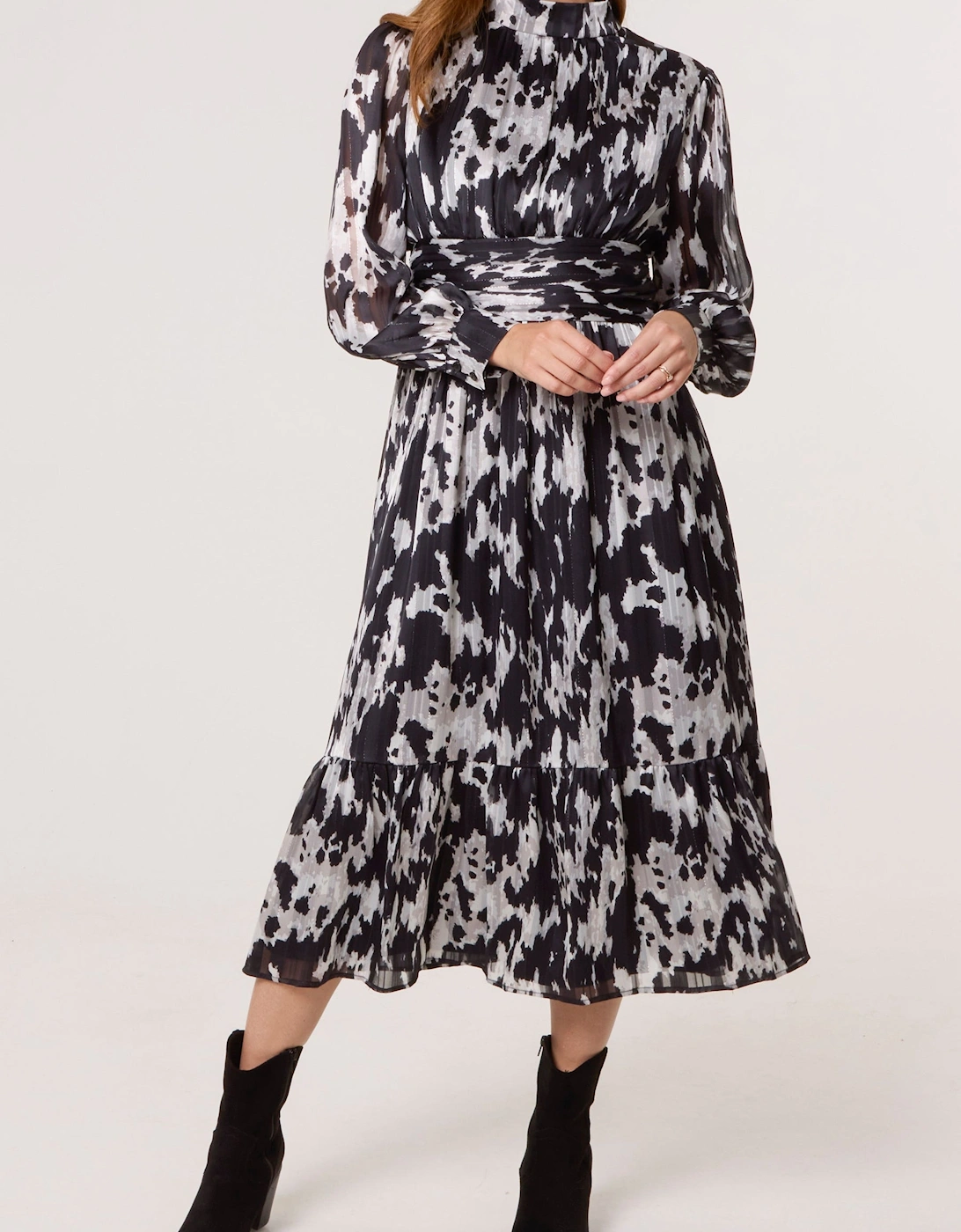 Black High Neck Midi Dress, 2 of 1