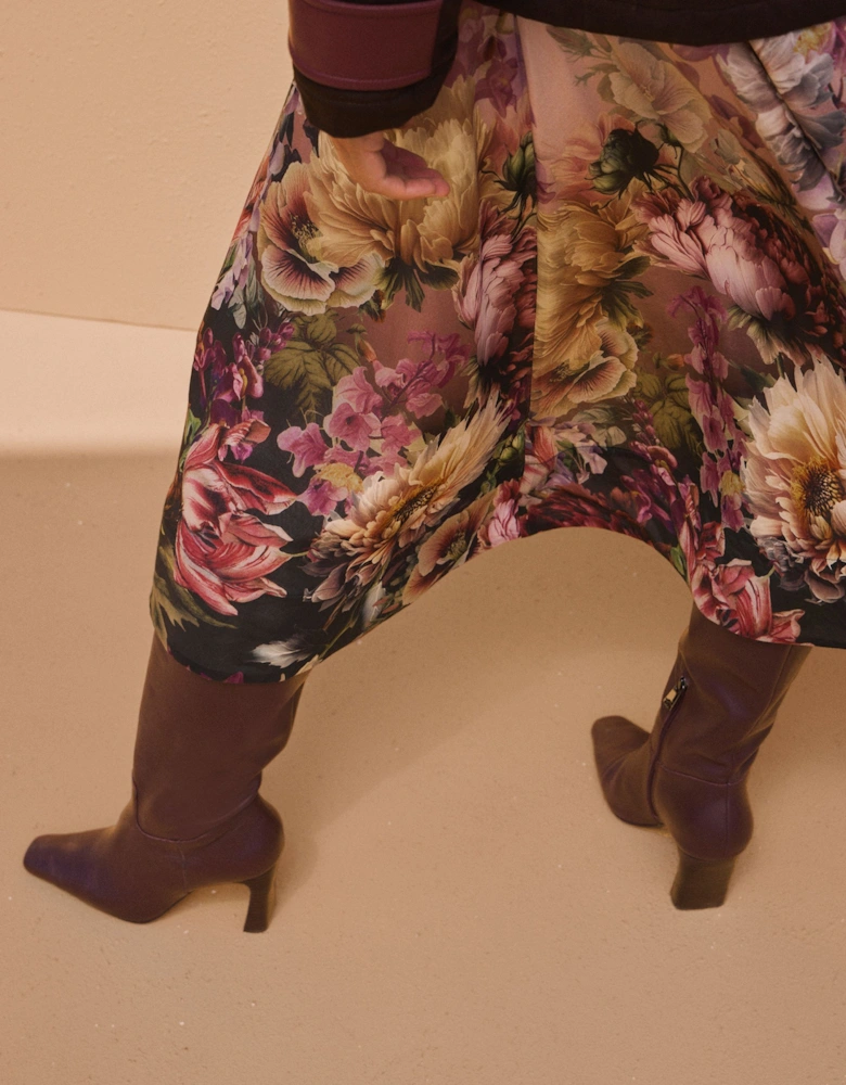 Floral Print Silk Cotton Long Sleeve Woven Maxi Dress