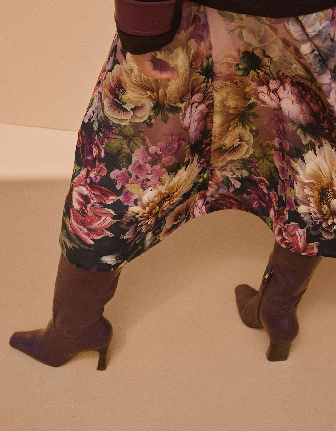 Floral Print Silk Cotton Long Sleeve Woven Maxi Dress, 2 of 1