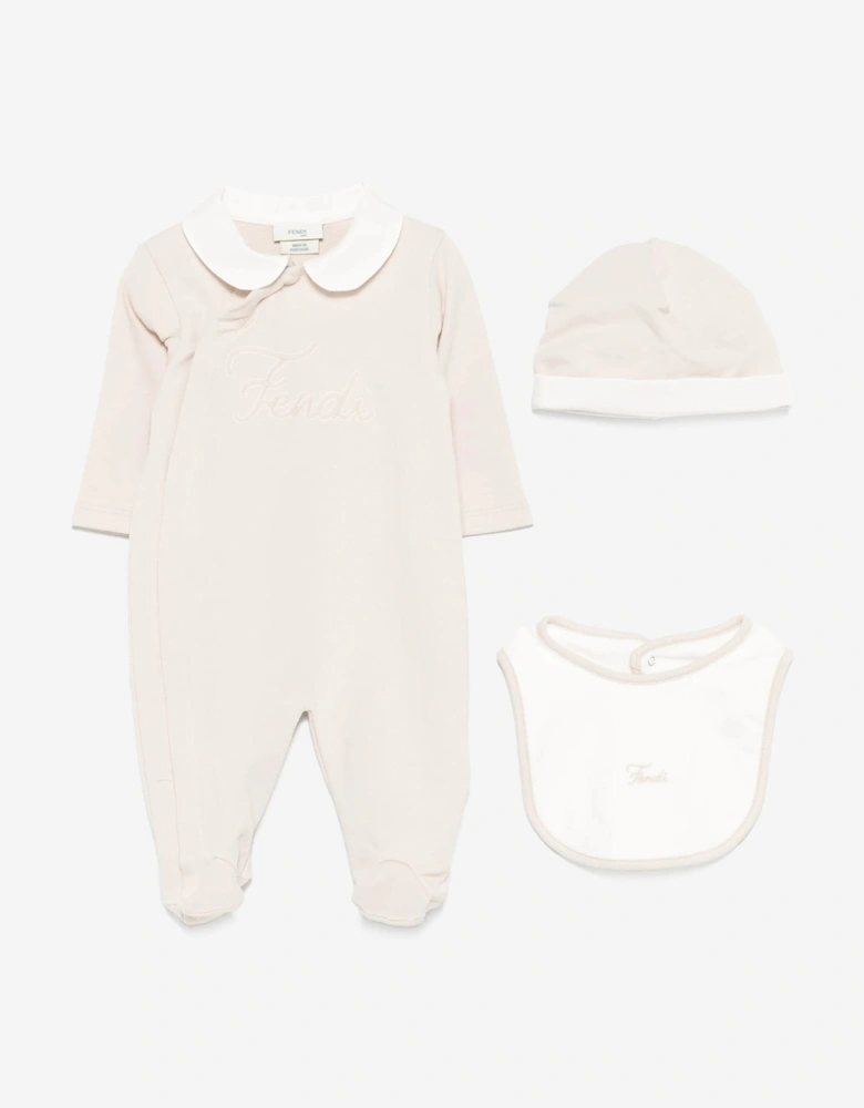Baby Logo Babygrow Set in Beige