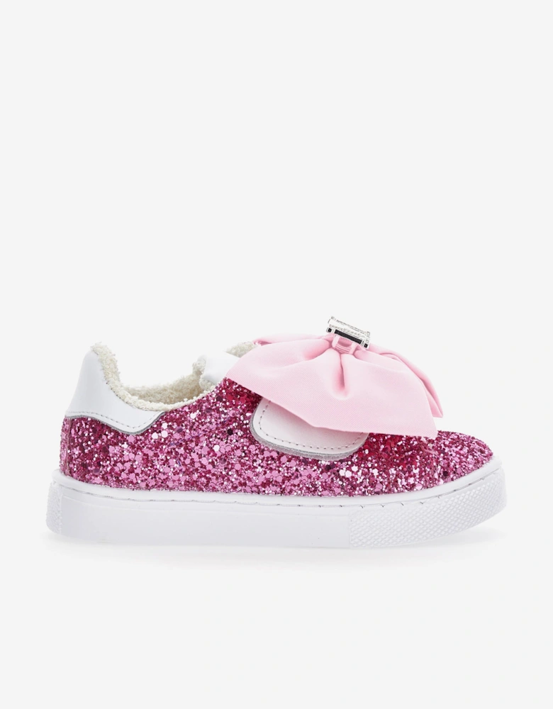 Girls Glitter Bow Trainers in Pink