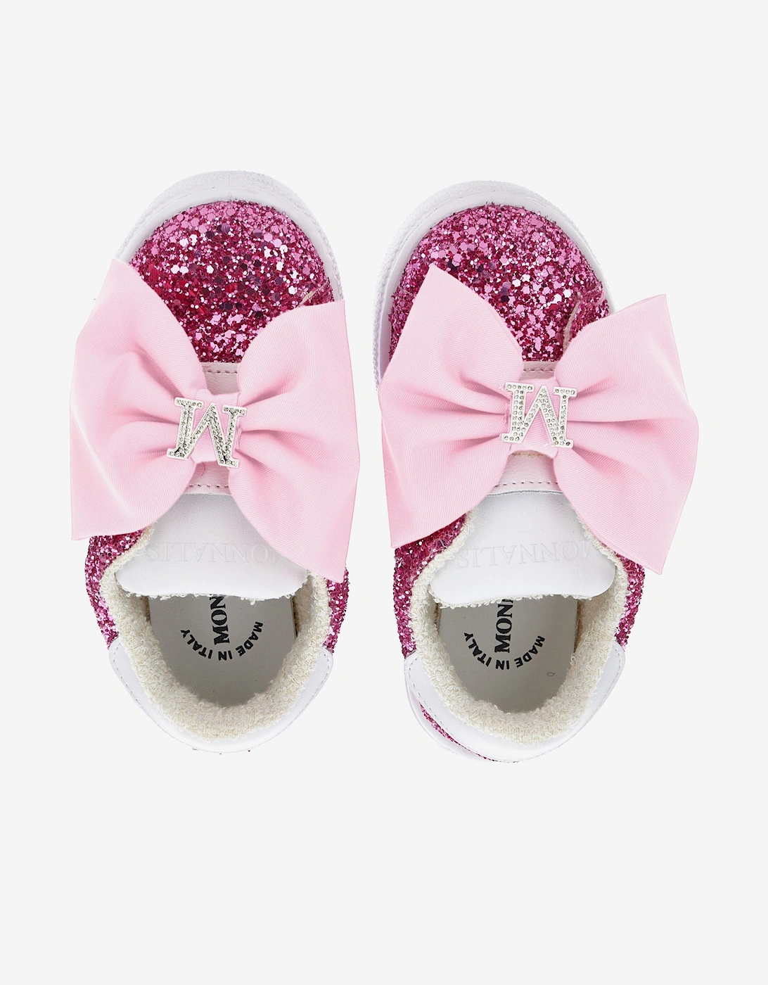 Girls Glitter Bow Trainers in Pink
