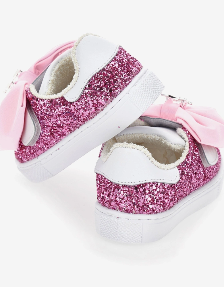 Girls Glitter Bow Trainers in Pink