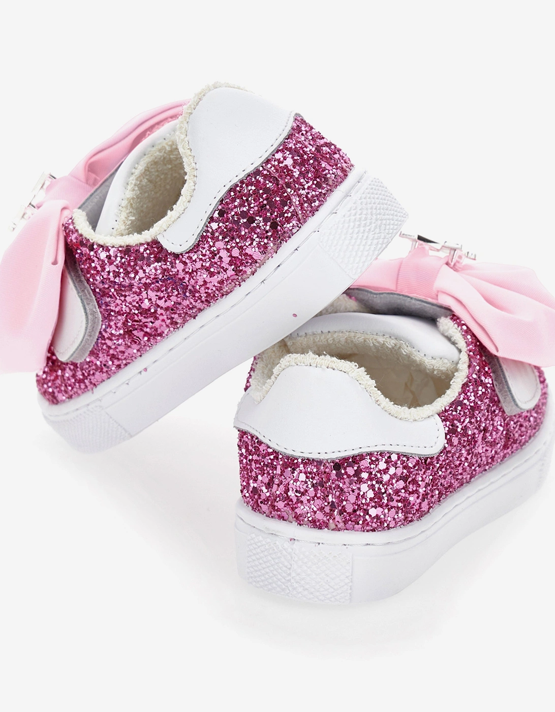 Girls Glitter Bow Trainers in Pink