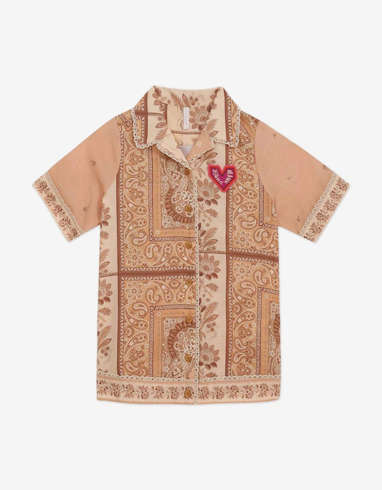 Girls Lucky Shirt Dress in Orange