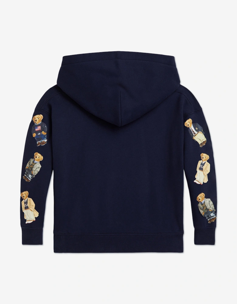 Girls Polo Bear Hoodie in Navy