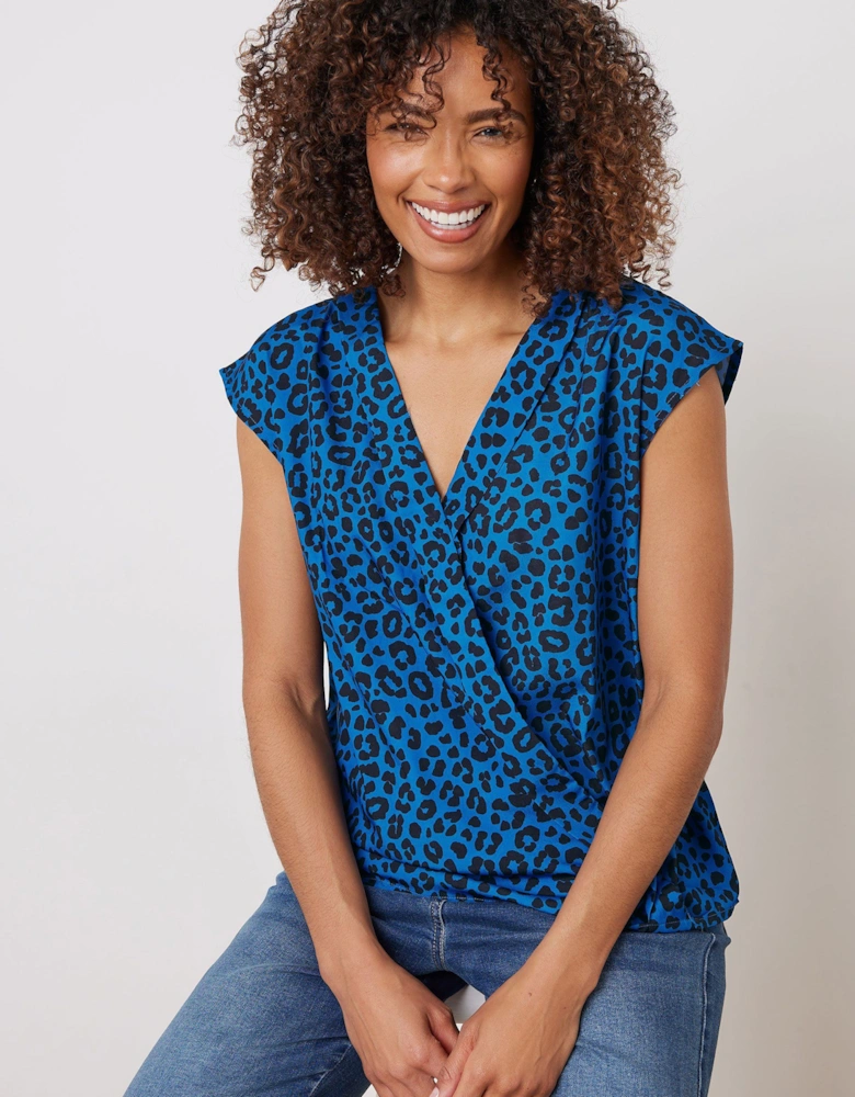 Printed Wrap Front Blouse