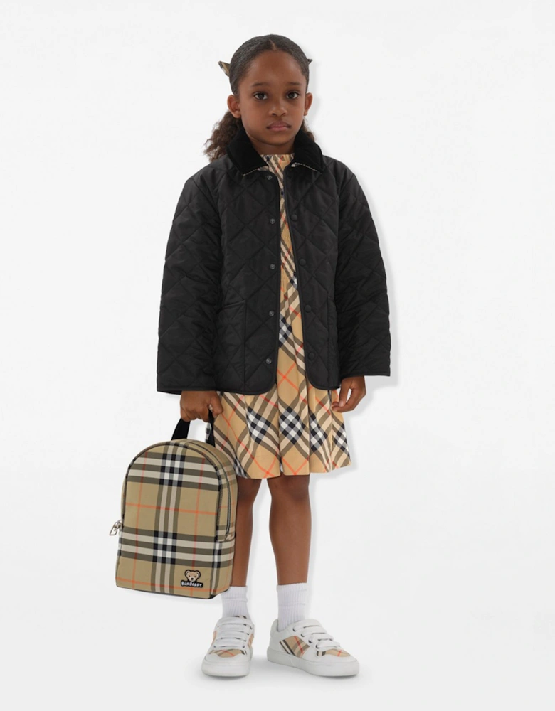 Kids Huey Check Backpack in Beige (27cm)