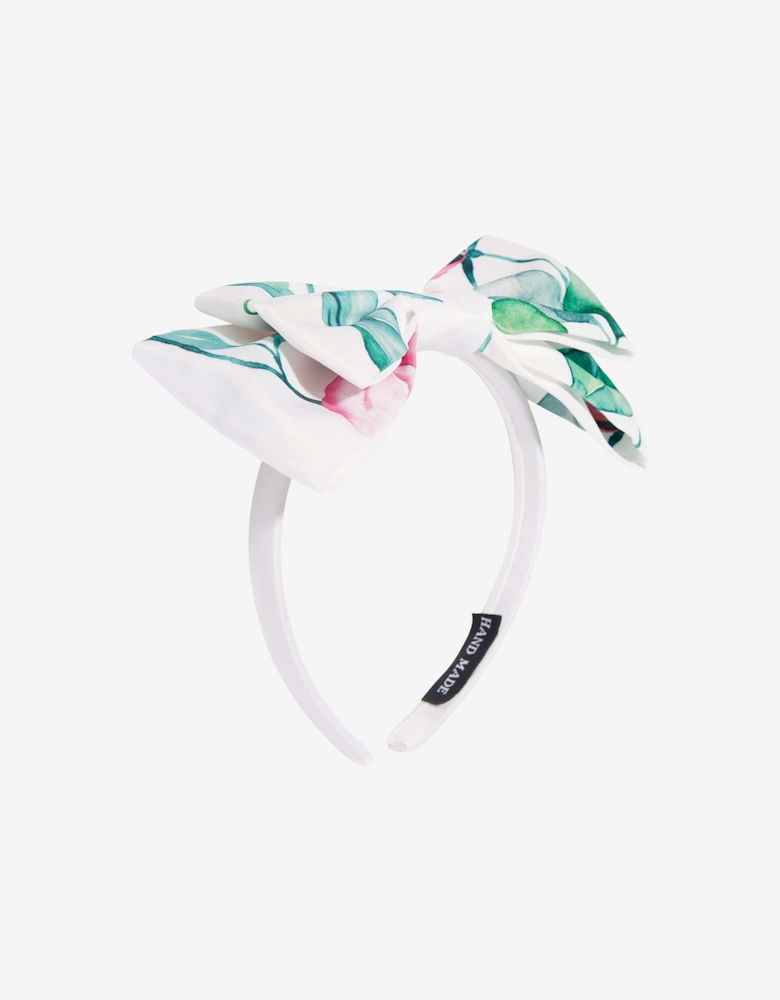 Girls Abstract Leaf Headband in White