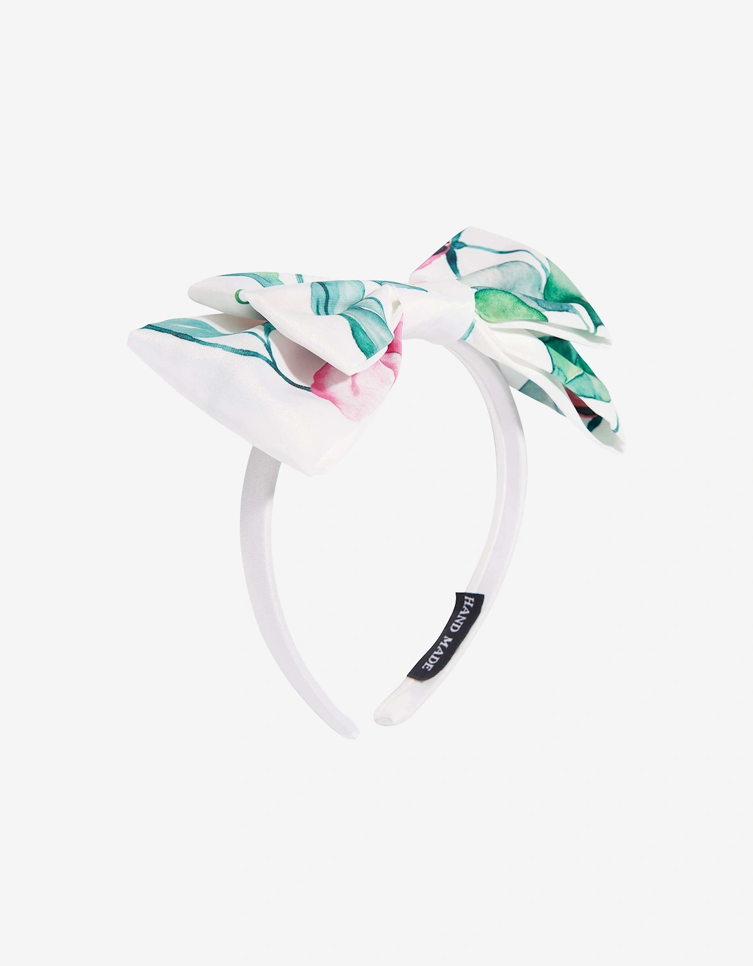 Mama Luma Girls Green 'S Abstract Leaf Headband In White - Size: One Size, Kids