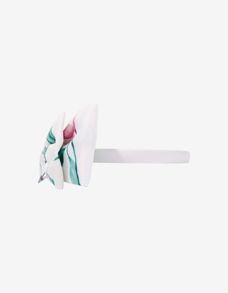 Girls Abstract Leaf Headband in White