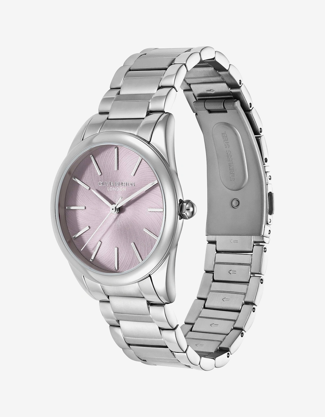 Glowful Stainless Steel Watch with Lavender Dial in Silver (34mm)