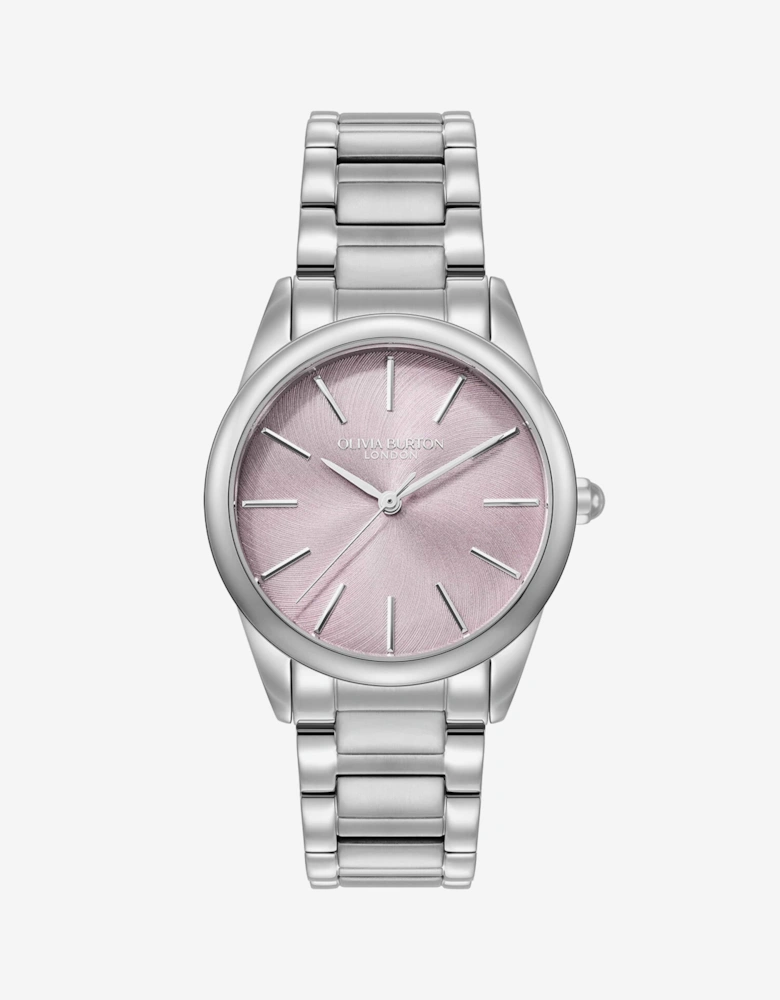 Glowful Stainless Steel Watch with Lavender Dial in Silver (34mm)