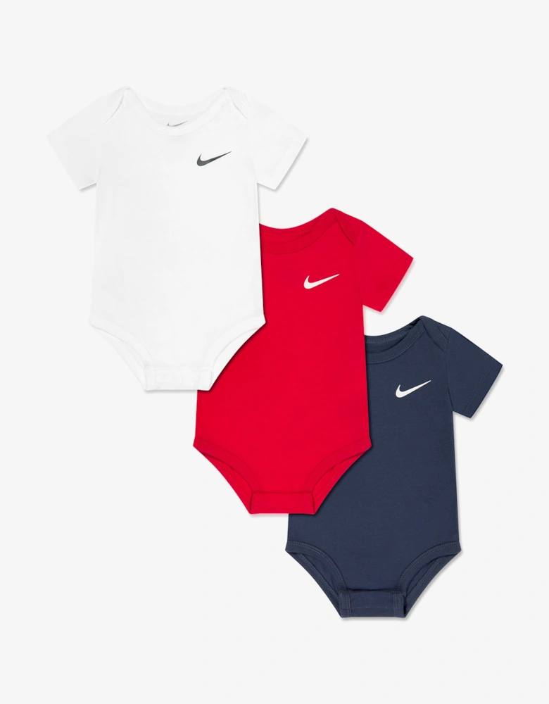 Baby Girls 3 Pack Swoosh Bodysuit Set in Multicolour