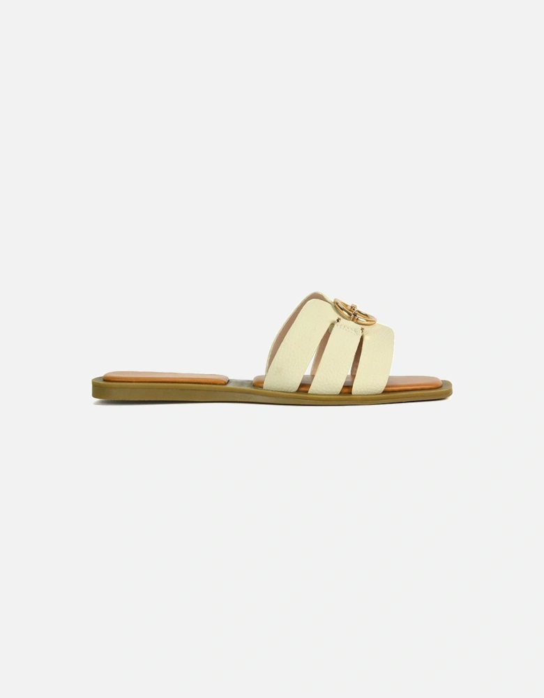 'Melissa' Open Toe Flat Slip On Slide Sandals With Buckle Detail