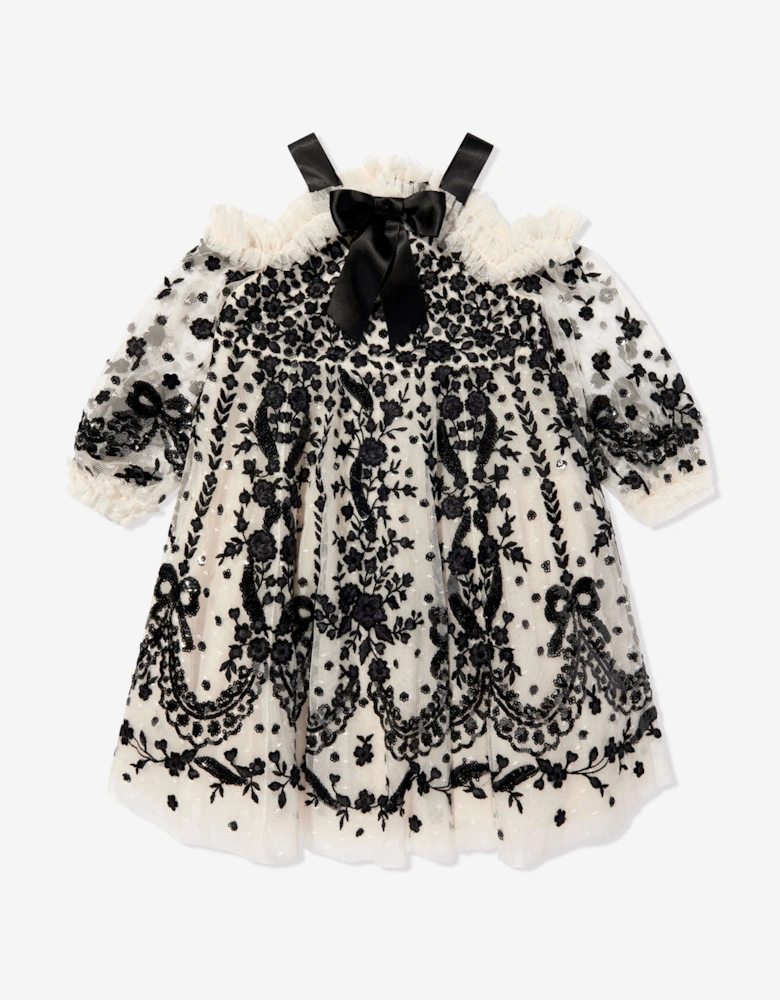 Girls Adeline Off-Shoulder Dress in Black