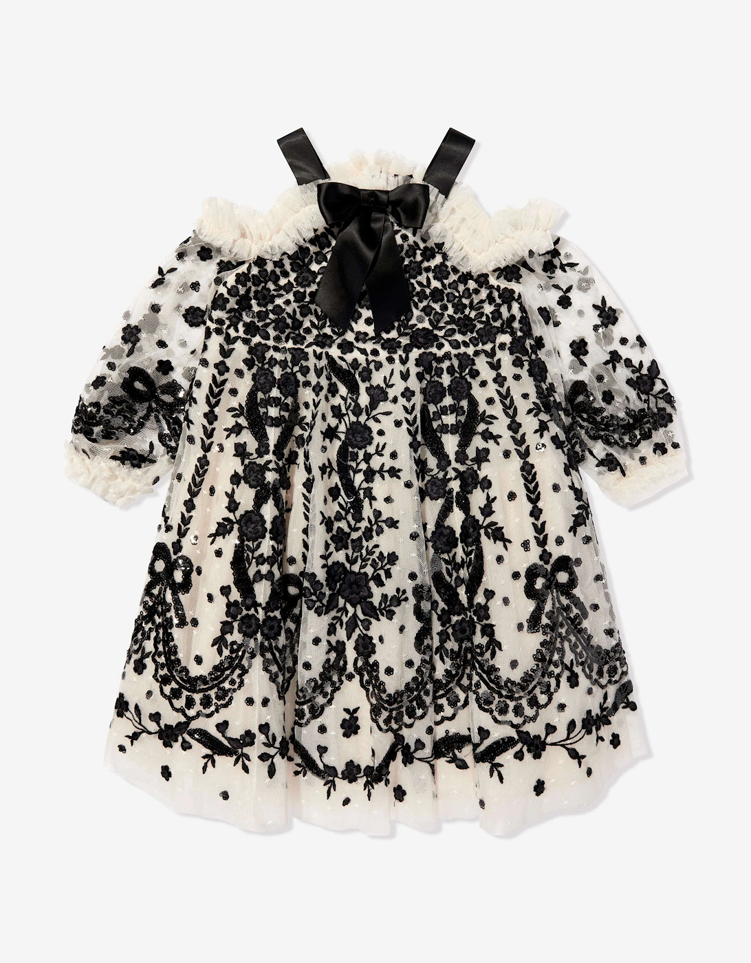 Girls Adeline Off-Shoulder Dress in Black, 5 of 4