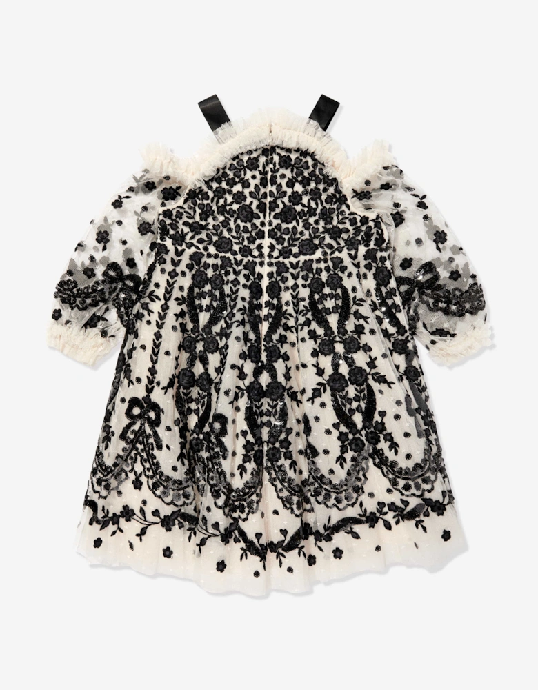 Girls Adeline Off-Shoulder Dress in Black