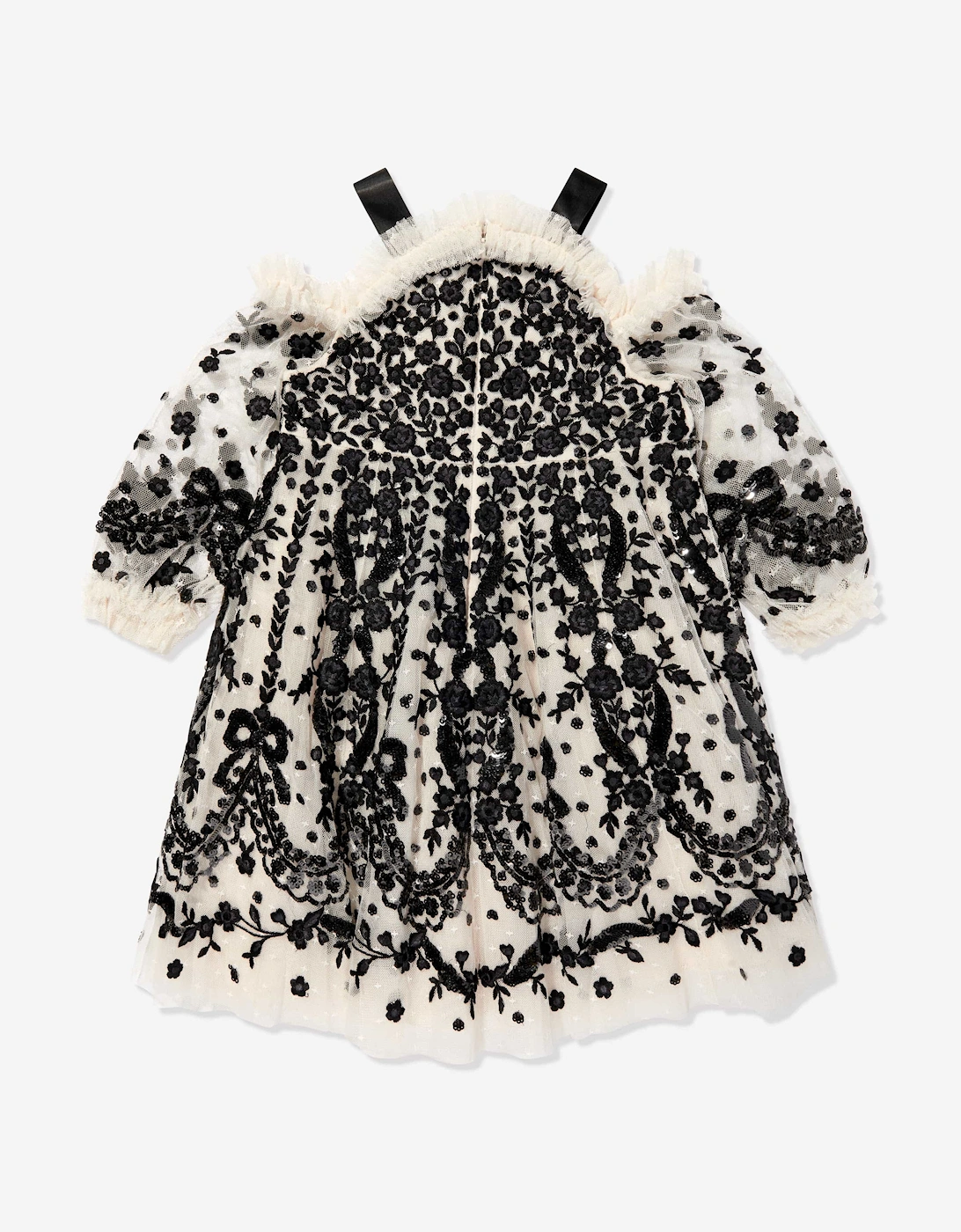 Girls Adeline Off-Shoulder Dress in Black