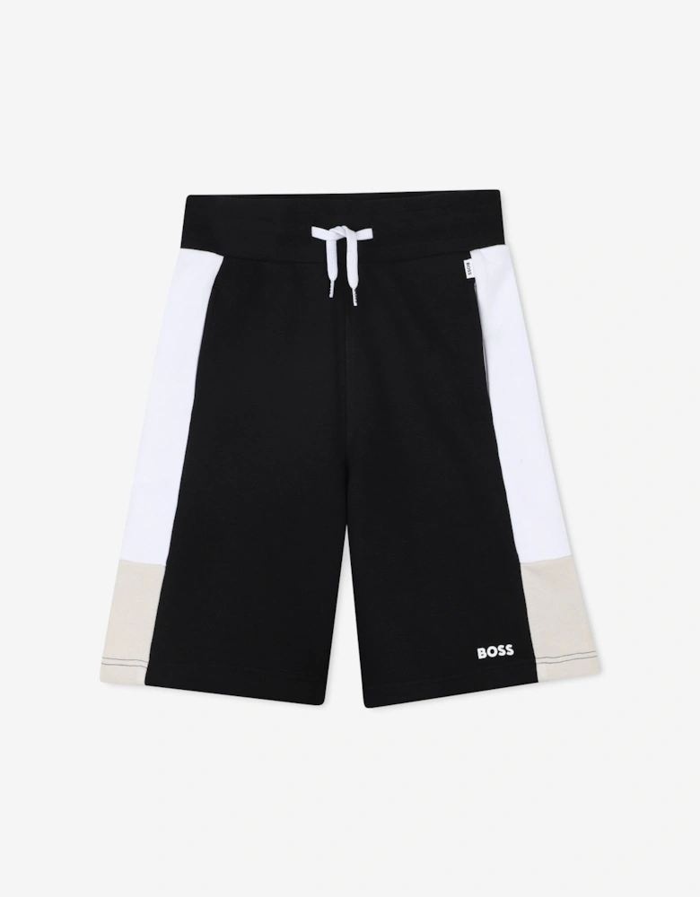 BOSS Boys Colourblock Bermuda Shorts in Black