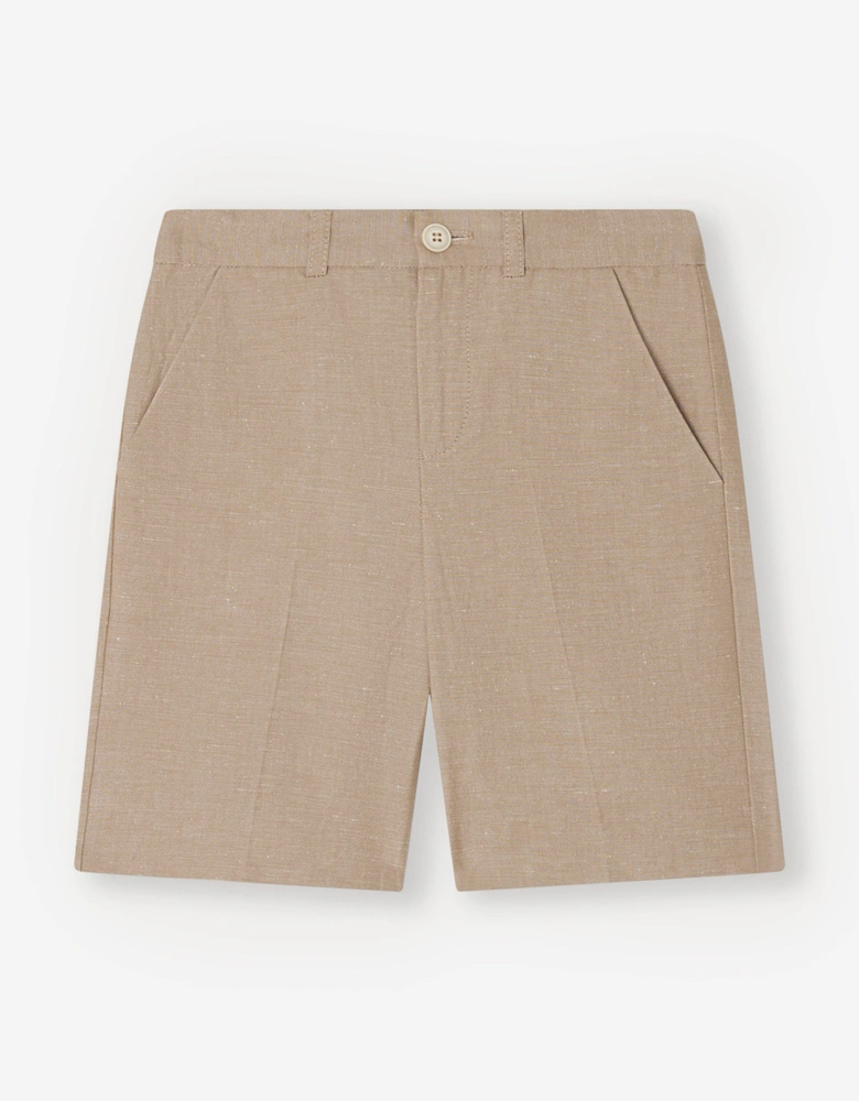 Boys Linen Calvin Shorts in Brown